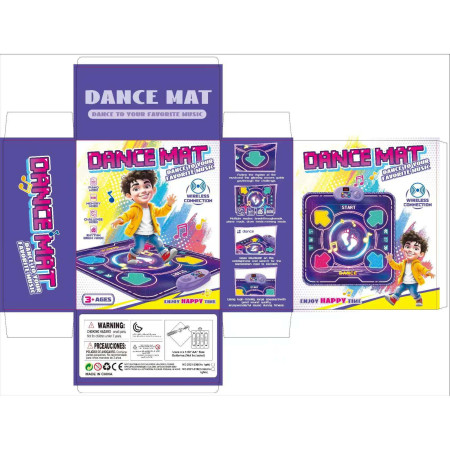 Jucarie Interactiva, Cyrax, Covor Muzical de Dans, 4-6 Ani, Bluetooth, 4 Moduri, 90 x 90 cm, Mov