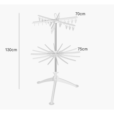 Uscator de Rufe Vertical,  2 Niveluri, Pliabil, din ABS+PP+Otel Inoxidabil, Rotire 360 Grade, 130 x 75 cm, Alb