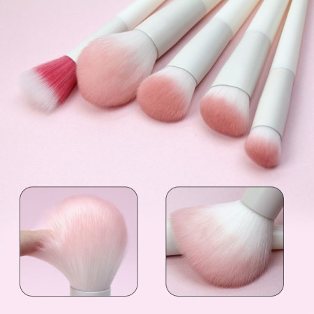 Set 14 Pensule de Machiaj cu Peri Moi, Cyrax, cu Suport pentru Depozitare, Bej