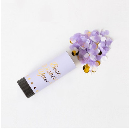 Tun de Confetti, Cyrax, Best Wishes 11 x 4 cm, Model Buline din Hartie si Folie, Mov