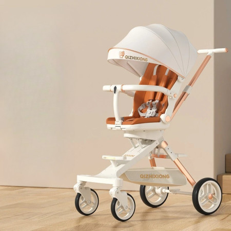 Carucior Sport Cyrax 3in1, 6-36 Luni, Pliabil, Tavita pentru Masa, Pat de Dormit, Centura de Siguranta, Roti 360 Grade, Reversibil, Parasolar, Maner Reglabil, 64 x 35 x 100 cm, Alb