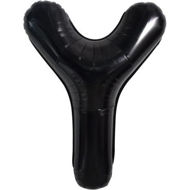 Balon Folie Metalizata Litera Y, Cyrax, 40 cm, Umflati cu Heliu sau Aer, Ambalaj Individual, Pai inclus, Negru