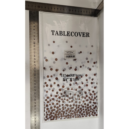 Fata de Masa, Cyrax, din PEVA, Imprimeu Buline, 137 x 274 cm, Impermeabila, Fara Pete, Curatare Rapida, Maro