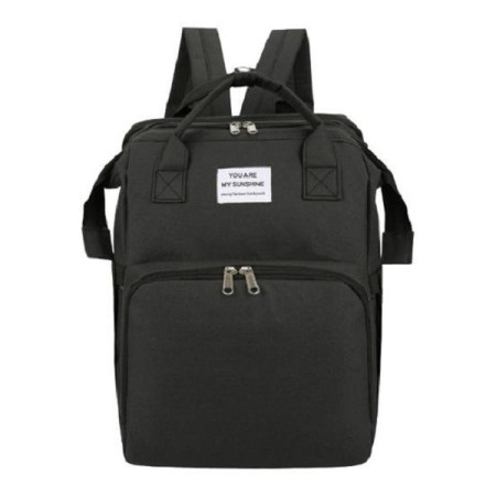 Rucsac Multifunctional pentru Mamici, Cyrax, cu Patut Pliabil si Baza de Schimbat, Rezistent la Apa, Capacitate Mare, Usor, Compartimente Multiple, Buzunar Termic pentru Lapte, 42 x 32 x 22 cm, Negru