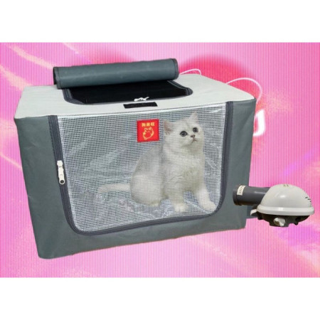 Cusca Animale pentru Uscare Blana,  din Textil, Fereastra Transparenta, 53 x 36 x 42 cm, Gri