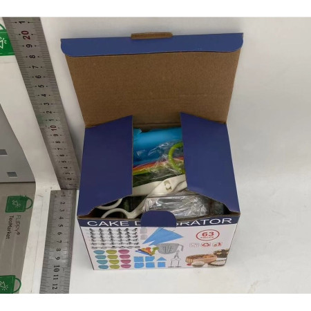 Set 63 Piese Ustensile pentru Ornare Prajituri, Cyrax, din Plastic si Otel Inoxidabil, Forme Briose, Multicolor