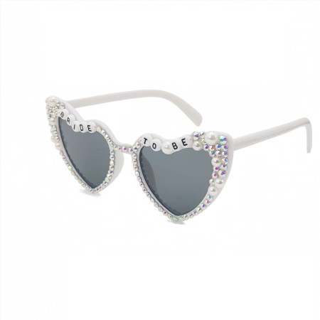 Ochelari Decorativi, Cyrax, Model Bride to Be, cu Perle si Diamante, pentru Nunta, din PC, 15.3 x 5.7 x 14.5 cm, Alb