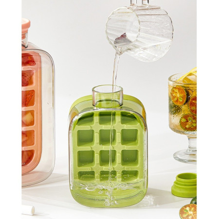 Forma de Gheata, Cyrax, 2in1, Tip Sticla cu Pai, 500 ml, 12 Cuburi, 16.3 x 10.8 x 8 cm, Verde