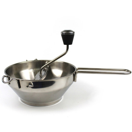 Rasnita Manuala pentru Fructe, Cyrax, din Otel Inoxidabil, Macinare Alimentelor pentru Bebelusi, 3 Discuri de Macinat, Presa, pentru Tocat Cartofi, 19x20x33 cm, Argintiu