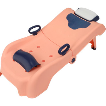 Suport Pliabil pentru Spalat Parul Cyrax, Pentru Copii, 0 - 16 ani, cu Picioare Antialunecare, Material Polipropilena, Suport Cap Reglabil, cu Manere, 82 x 40 x 28 cm, Roz pal