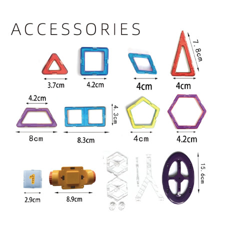 Set 40 Piese Magnetice de Constructie, Cyrax, Piese Mici, Magnetic Blocks, Forme Geometrice, 3 Ani, ABS, Magnet, 20.5 x 14.5 x 12 cm, Multicolor