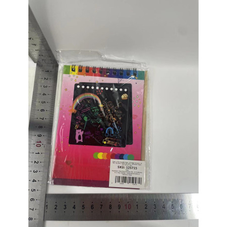 Caiet cu fise razuibile Cyrax, DIY Magic Scratch, 12 File, Curcubeu, Creion din Lemn, Cartonase negre, 14 x 10 cm, rosu