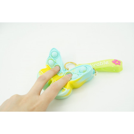 Jucarie antistres din silicon, Cyrax, Pop It Now and Flip It, Portofel fluturas, Bleu/Galben