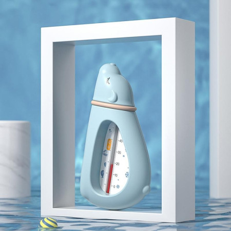 Termometru pentru Baie, Cyrax, Plutitor, Rezistent la apa, Multifunctional, Model Urs Polar, 15x7.5x4 cm, Albastru
