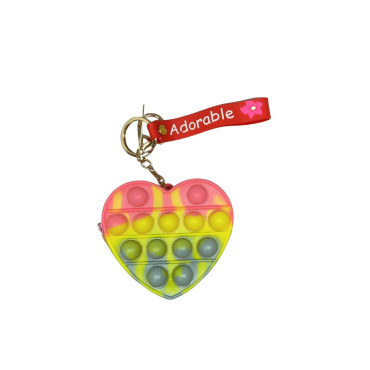 Jucarie antistres din silicon, Cyrax, Pop It Now and Flip It, Portofel inima, Galben/Gri