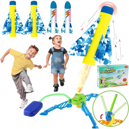 Jucarie pentru Copii, Cyrax, Lansator de Rachete cu Piciorul, un Singur Lansator, 4 Rachete Fara Lumini, 40.5 cm Inaltime, Multicolor