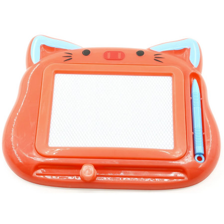 Tablita Magnetica de Scris si Desenat, Cyrax, Model Pisica, cu Creion, Dimensiuni 23.2x18.5 cm, Suprafata Desen 14.6x10.4 cm, Dezvolta Imaginatia si Creativitatea, Incurajeaza Exersarea Scrisului, Rosu