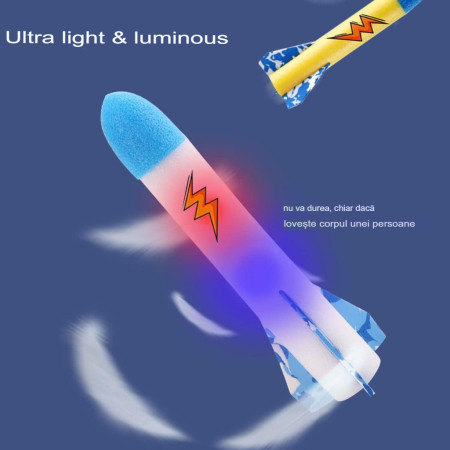 Jucarie pentru Copii, Cyrax, Lansator de Rachete cu Piciorul, un Singur Lansator, 6 Rachete Fara Lumini, 40.5 cm Inaltime, Multicolor