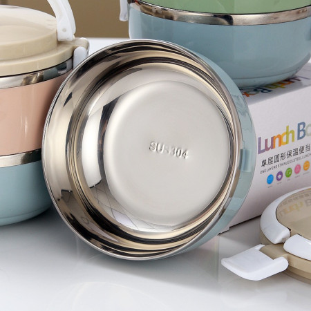 Caserola pentru alimente Cyrax, lunch box, 700 ml, otel inoxidabil, maner, valva aerisire, inchidere etansa, 15 x 8.5 cm, albastru