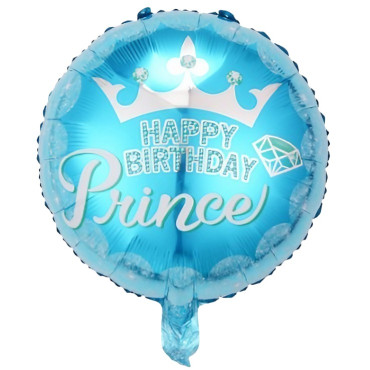 Balon din Folie Metalizata, Cyrax, Figurine, Model Prince, Happy Birthday, Tematica Aniversare, 45 cm, Ambalaj Individual, Pai Inclus, Umflare cu Aer sau Heliu, Multicolor