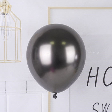 Set 12 Baloane, Cyrax, din Latex Chrome, 30 cm, Negru