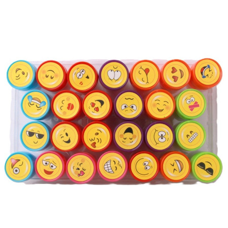 Set 26 Stampile, Cyrax, pentru Copii 4-6 Ani, Model Fete Zambitoare Emoji, 20 x 10 x 2 cm, Multicolor