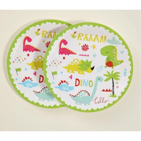 Set 10 Farfurii Petrecere, Cyrax, Colectia Dino Park, 23 cm Diametru, din Carton, Multicolor