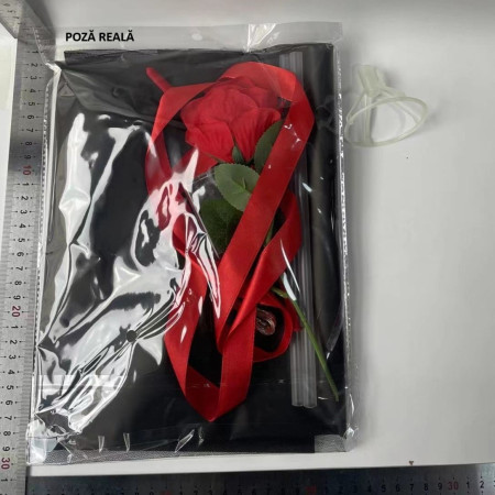 Trandafir in Balon LED cu Lumini, Cyrax, Tip Buchet, Diametru 35 cm, Rosu