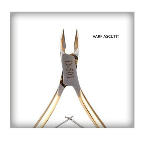 Cleste pentru Unghii si Cuticule, Cyrax, din Otel Inoxidabil, Protectie Varf, 17 x 7 x 2 cm, Auriu