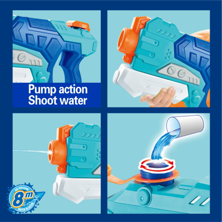 Pistol cu Apa pentru Copii, Rezervor, Pentru Piscina/Plaja, Cyrax, 6ani+,  Albastru, 500ML