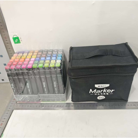 Set 60 Markere Duble, Cyrax, pe Baza de Alcool, Geanta Impermeabila Inclusa, Culori Numerotate, Multicolor