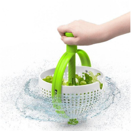 Cyrax Strecuratoare multifunctionala rotativa, cu maner, material ABS, 22x12 cm, maner 18 cm, cu ventuza pentru prindere sigura, practic si usor de folosit, verde