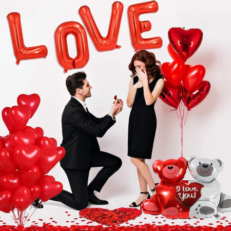 Balon Folie Metalizata Litera O, Cyrax, 40 cm, Umflati cu Heliu sau Aer, Ambalaj Individual, Pai inclus, Rosu