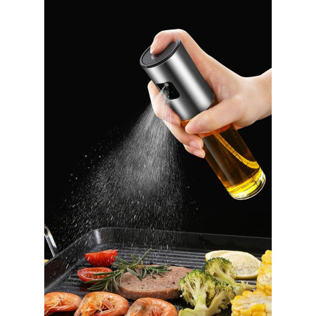 Pulverizator Ulei, Otet, Cyrax, din Sticla, 100 ml, Reincarcabil, 18.3 x 4.3 cm, Masura 90 ml, Capac Lucios, Auriu