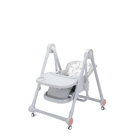 Scaun de Masa pentru Bebelusi si Copii, Cyrax, Tavita si Husa Detasabile, Multifuncțional, Stabil, Centura de Siguranta, Inaltime Ajustabila, Spatar Reglabil Moale, Balansoar, de la 6 Luni, Gri