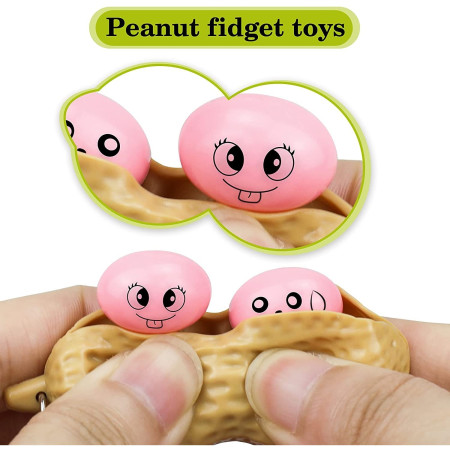 Cyrax Jucarie breloc aluna antistres, Peanut Fidget Toy, Crem