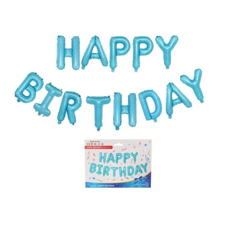 Set baloane folie Cyrax, Happy Birthday, 40 cm, baby blue