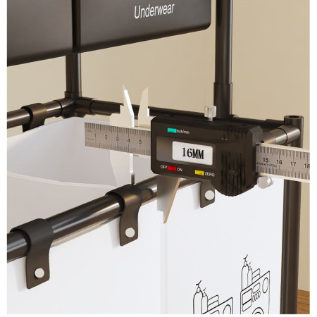 Cos de Rufe,  3 Rafturi, 3 Cosuri, Cadru de Otel Inoxidabil, 123x28x57 cm, Negru