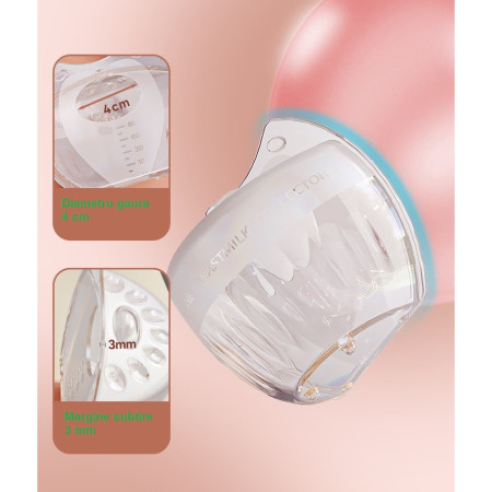 Colector de Lapte Matern, Cyrax, din Silicon Safety, Anti-debordare, 80 ml, Transparent