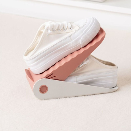 Suport pentru Pantofi,  cu Două Straturi, Organizator, Antiderapant și Durabil, Inălțime Reglabilă, 25.5x11x7.5 cm, Roz, 150 g