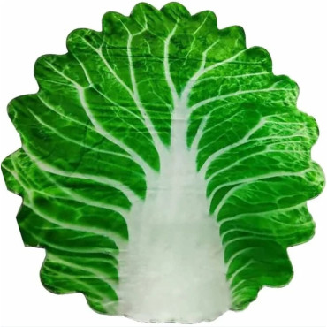 Set patura flanel si caciula  forma frunza de salata, pentru nou-nascuti, material poliester, 85 cm, verde