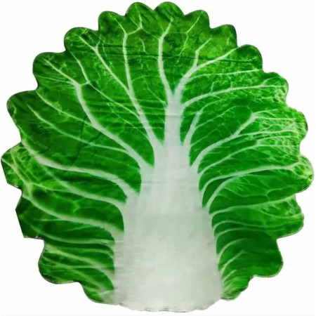 Set patura flanel si caciula  forma frunza de salata, pentru nou-nascuti, material poliester, 85 cm, verde