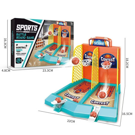 Joc de Masa Mini Baschet Interactiv pentru Copii, Cyrax, pentru 2 Jucatori, 6 Mingi Incluse, 22x16.5x18.2 cm, Multicolor