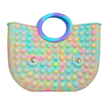 Jucarie Antistres, Cyrax, Tip Pop It Now and Flip It, Geanta, din Silicon, 28 cm, Multicolor