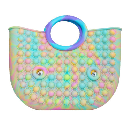 Jucarie Antistres, Cyrax, Tip Pop It Now and Flip It, Geanta, din Silicon, 28 cm, Multicolor