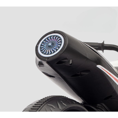 Motocicleta Electrica cu 2 Roti Mari si 2 Roti Ajutatoare, Cyrax, Acumulator Incarcare, Anti-Rasturnare, Lumini, Muzica, Motor:380, Baterie 6V4.5, 41.5x70x34 cm, 4.5 Kg, 3 Ani+, Verde Negru