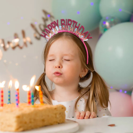 Coronita Decorativa pentru Petreceri, Cyrax, Tema Aniversare, Model Happy Birthday, Marime Universala, Roz