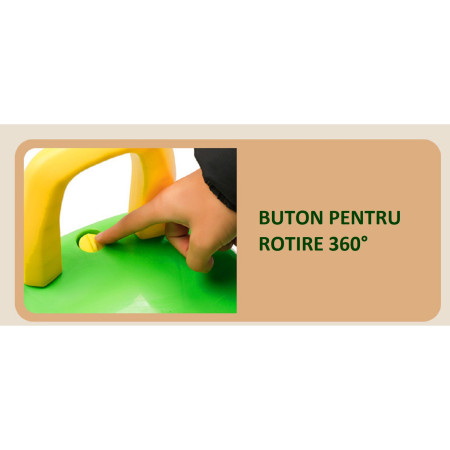 Excavator pentru Copii, Cyrax, 1-3 Ani, Greutate Portanta 30 kg, Muzica si Lumini, Rotatie 360 Grade, 45 x 31 x 35 cm, 4 Roti, Verde