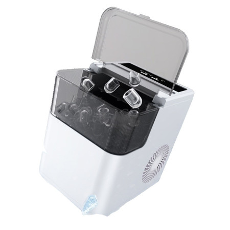 Masina de Facut Gheata, Cyrax, din ABS, 12 kg/24h, Capacitate 500 g, 2 Marimi, Portabil, 39 x 23 x 28 cm, Automata, Alb