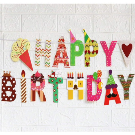 Banner Happy Birthday 100x200 cm, Cyrax, Rola de Ata Inclusa, Tematica Candy, Multicolor